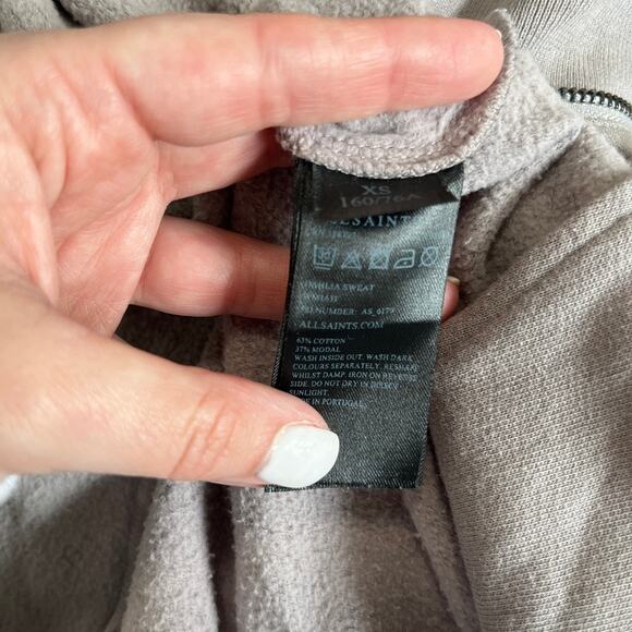 AllSaints Dahlia Gray Sweatshirt Cardigan Sweater Size XS - Picture 3 of 7
